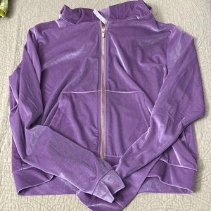 Velour cropped zip up hoodie in purple! Size Medium!